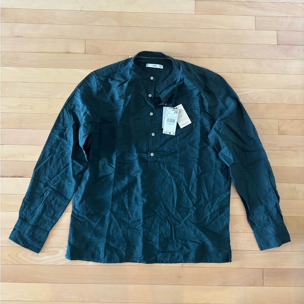 Mango Dark Green Long Sleeve Shirt